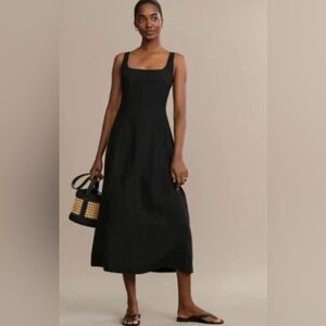 NWT Jenni Kayne Kinney Dress 100%Linen Midi Black Casual Summer Lightweight XL